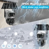 Caméra IP V380 à double objectif 4G SIM 8MP 4K, étanche, surveillance extérieure, moniteur de surveillance pour maison intelligente, vision nocturne, protection de sécurité CCTV, caméra de surveillance WiFi alimentée par batterie rechargeable, rotation horizontale et verticale à 355 degrés, rotation à 90 degrés 4