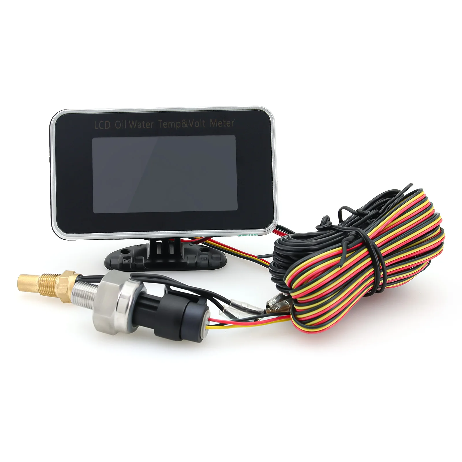자동차 디지털 다기능 LCD 게이지 3 in 1 오일 온도+수온+전압계 센서 포함 1/8NPT 12V/24V