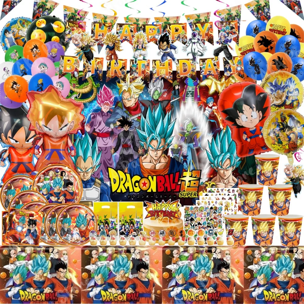 Dragon Ball Geburtstag Party Dekoration Son Goku Luftballons Dekor Geschirr Pappteller Serviette Tasse Party Supplies Spielzeug für Jungen Geschenk – Detail 1