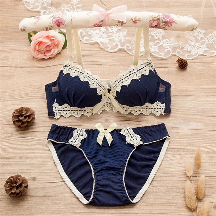 Vintage Girls Bra Set Sexy Thin Bras Pantys Women Seamless Brassiere Low Wasit Fiess Underwear Set Adjustable Plaid_voghion.com