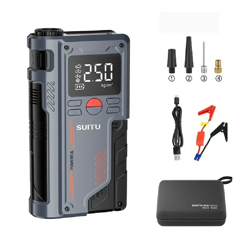 Démarreur De Voiture Portable 12V 8000mAh Avec Compresseur D′air