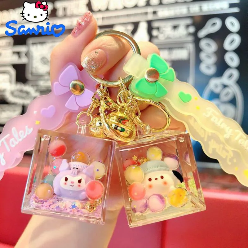 

Новинка 2024, брелок Sanrio Kuromi Cinnamoroll My Melody, милый брелок для ключей в виде бутылки с дрифтом, Маленькая подвеска, Подарочный пакет, очаровательные аксессуары