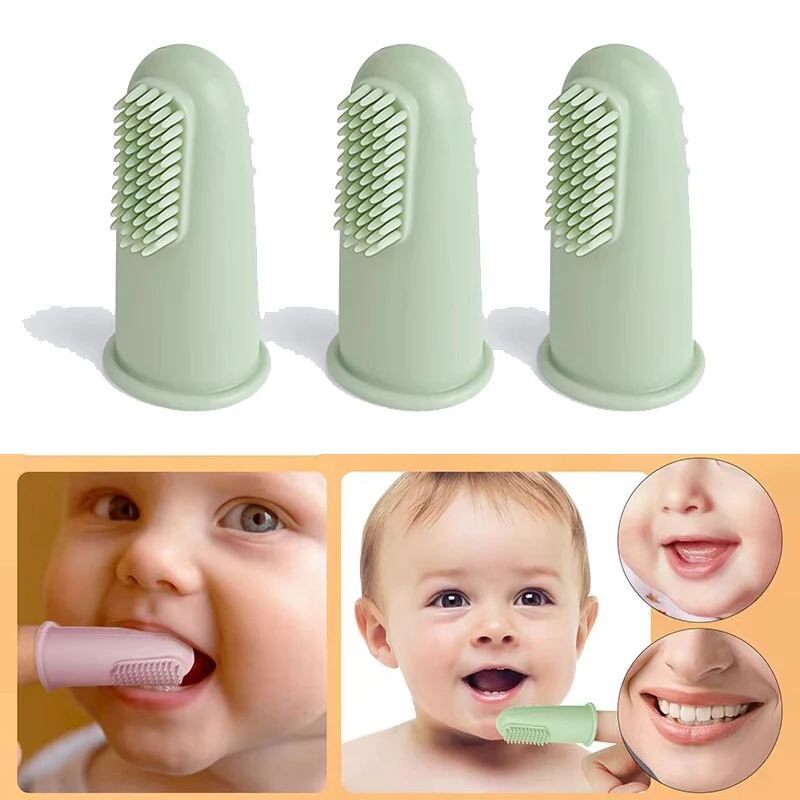 3Pcs Baby Silicone Finger Toothbrush Kids Teeth Clear Brush Soft Infant Milk Teeth Cleaning Brush Kid Dental Care Toothbrush