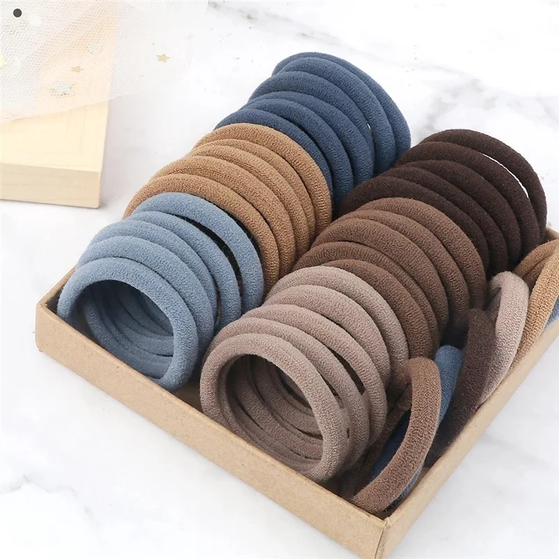 

50 pieces/set Women's headband 4cm simple solid color elastic headband hair rope ponytail hair accessories