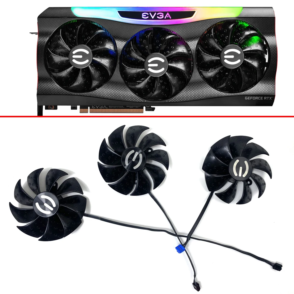 Ultra Gpu Ventilador para Evga Geforce Rtx3080 Rtx 3090 Ftw3 Ultra Ventiladores de Refrigeração 87 mm 4pin Pld09220s12h 0.55a Rtx3090 3080 ti 3070 Ftw3