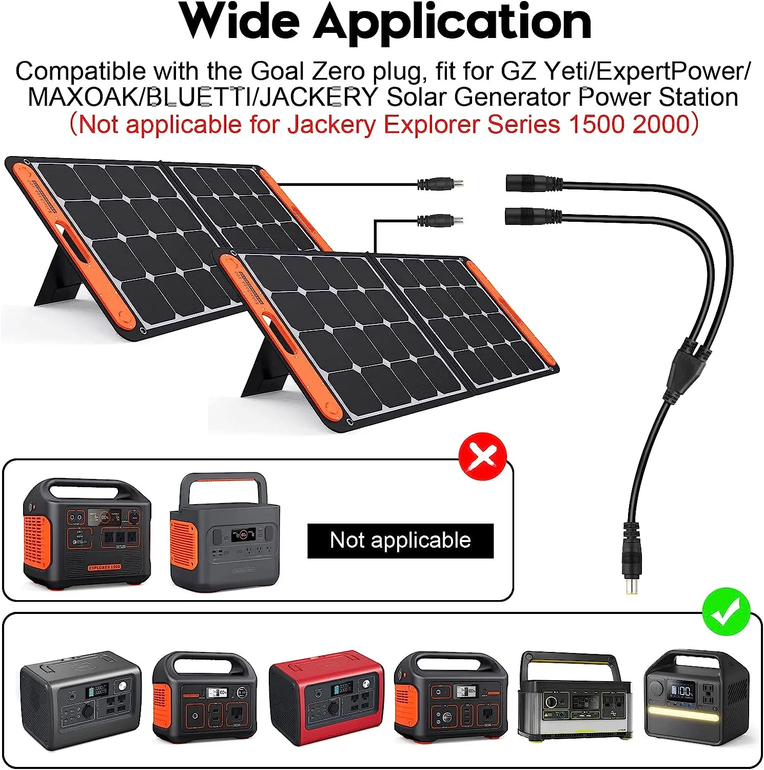 Solar Adapter 8mm Splitter, DC8mm Female and Male Combiner Cable Y Splitter Adapter Cable for Solar Panel Portable Power Station
