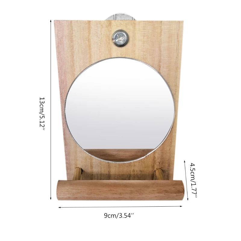 Parrot Bird Perch Parrot Perch Mirror Wooden Stands For Macaws Cockatoos Parakeets Conures