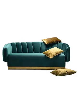 Retro simple three person sofa villa bedroom green sofa light luxury living room multi person combination