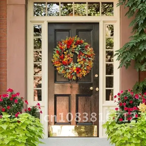 

Artificial Eucalyptus Wreath Hanging Decor 35cm Fall For Farmhouse Front Door Thanksgiving Autumn Harvest Ornament