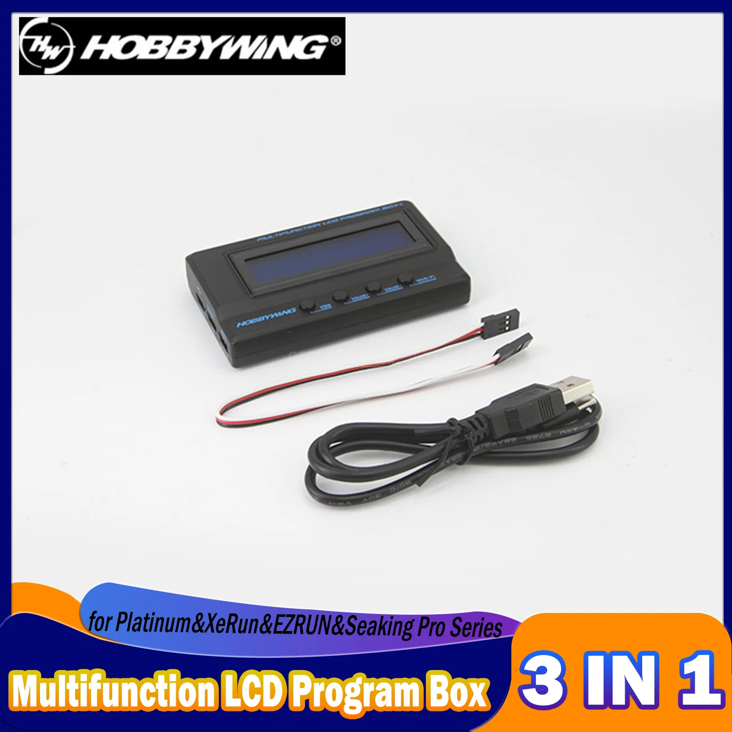 

HobbyWing 3 in1 Multifunction LCD Program Box USB for Brushless ESC RC Platinum Series Aircraft XeRun EZRUN Car Seaking Pro Boat