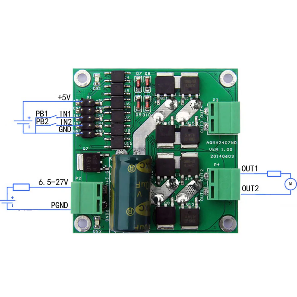 H-ponte Motor Drive Board Módulo Controlador de Velocidade Rotação Reversa Dianteira Arduino Smart Car 12v 24v