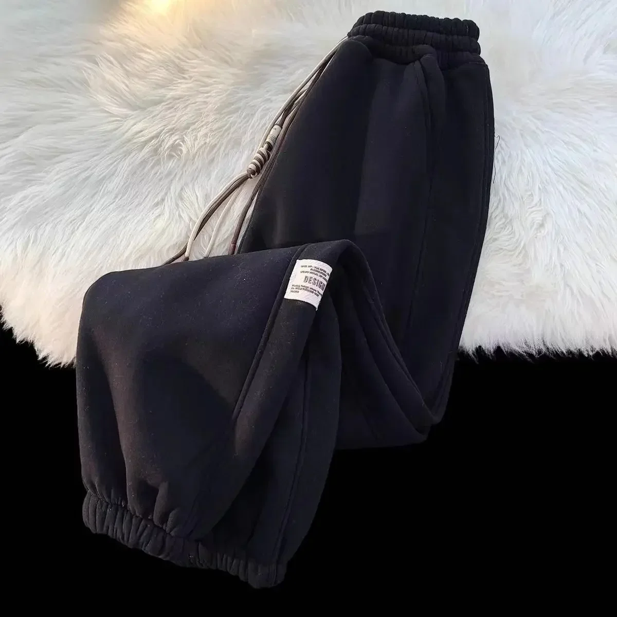 

Спортивные мужские и женские длинные брюки, новые свободные повседневные универсальные санитарные штаны, плюшевые и утепленные однотонные, для осени и зимы