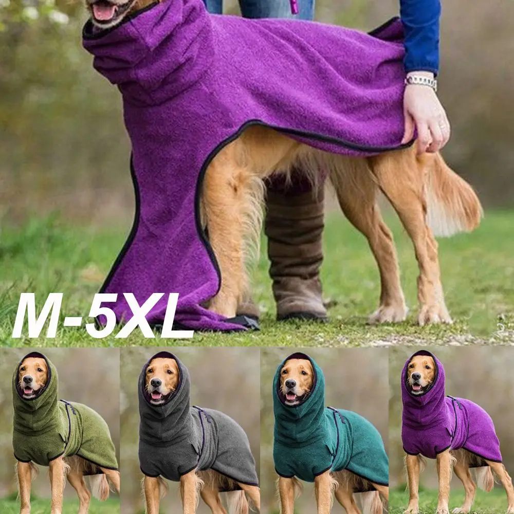 Pet Clothes Dog Towelling Drying Robe Soft Polyester Sleepwear Coat Warm Apparel Vest Fleece Hoodies Jacket