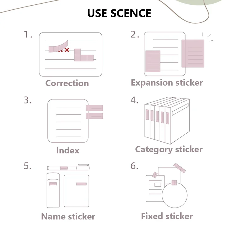 Morandi Tearable Sticky Notes Index Tabs Double-sided Tape Design Classification Notes Kawaii Stationary School Office Supplies - 6