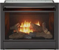 Ventless 26,000 BTU Heats 1,350 Square Feet Dual Fuel No-Clearance Gas Fireplace Insert with Remote Control, Black 1
