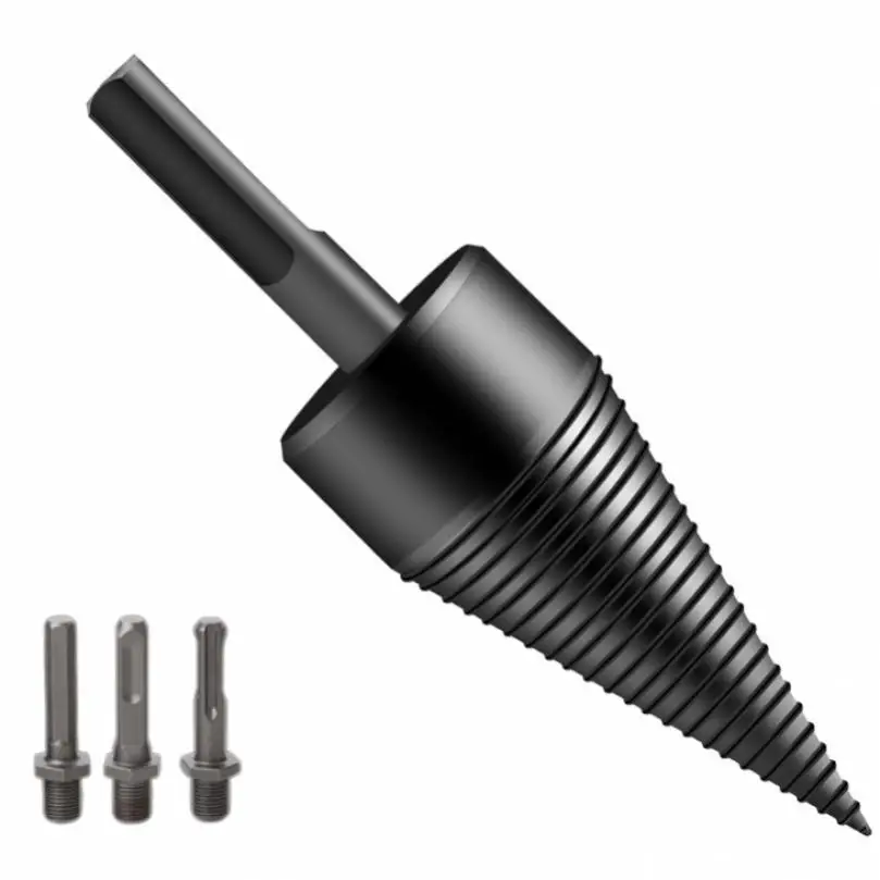 Round Hex Square Shank Wood Drill Bit Woodworking Tool With 3Pcs Connecting Rods Household Spiral Drill Splitting Cone