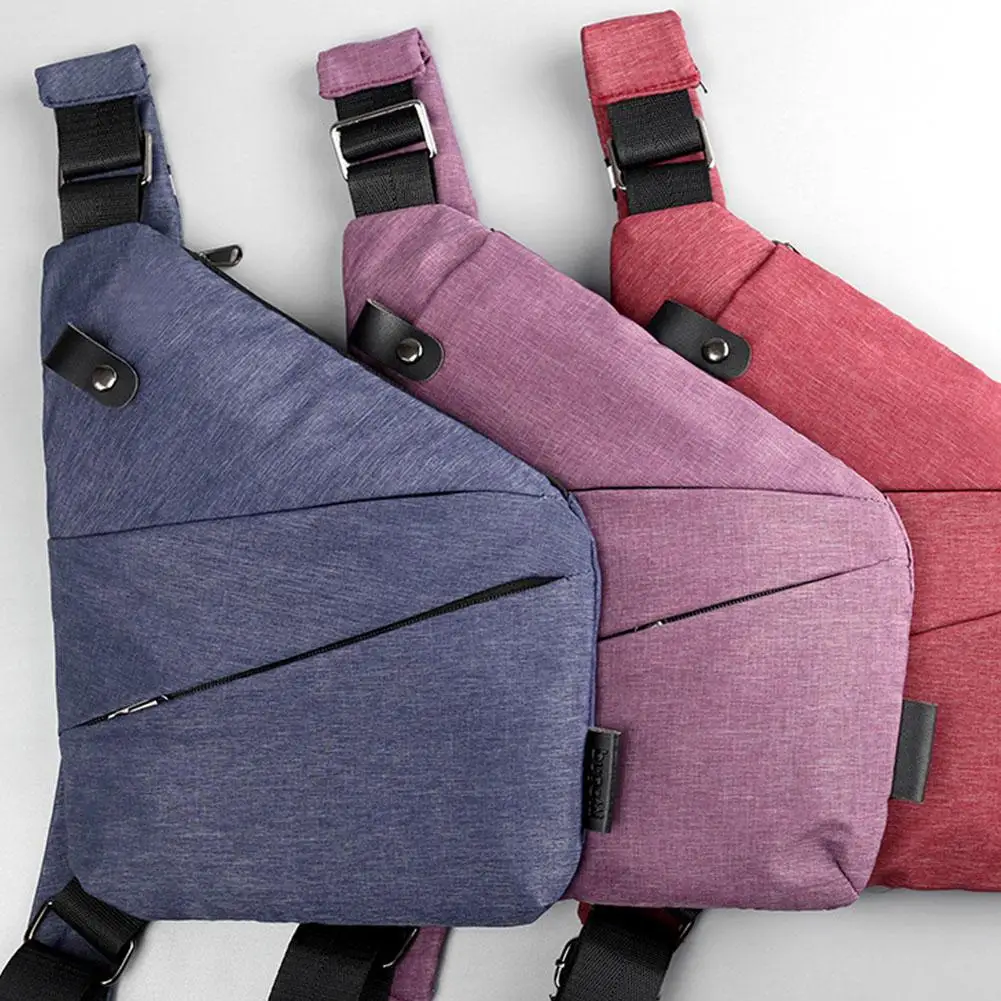 Vordpe Diefstalbestendige reistas, anti-diefstal tas, anti-diefstal tas, damesdiefstalbestendige schoudertas, waterdichte slingbag, borstzak van nylon, voor heren en dames (rechterschouder, zwart