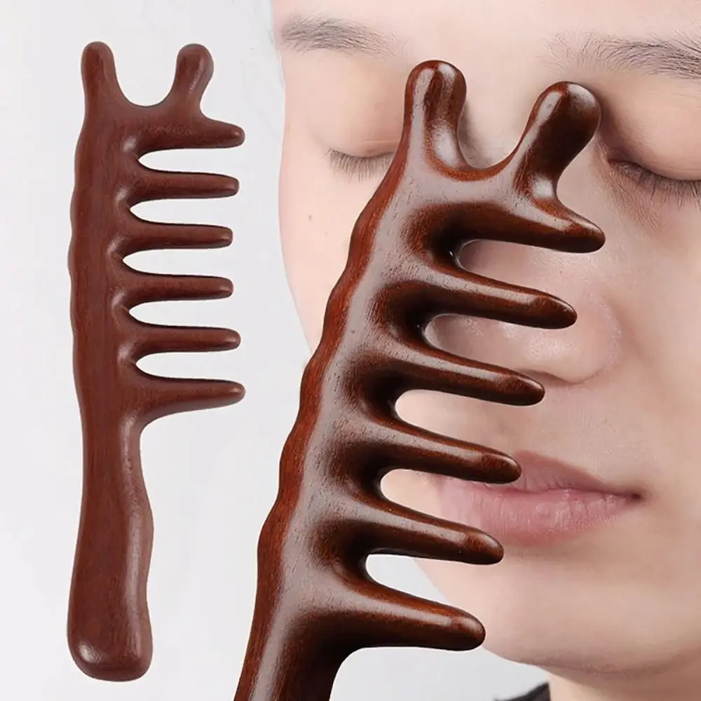 

Blood Circulation Body Meridian Massage Comb Wide Tooth Anti-static Scalp Meridian Massager Wooden Handle Sandalwood