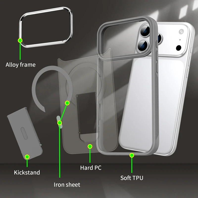 Magnetic Folding Stand Matte Bumper Phone Case with Magsafe Compatibility