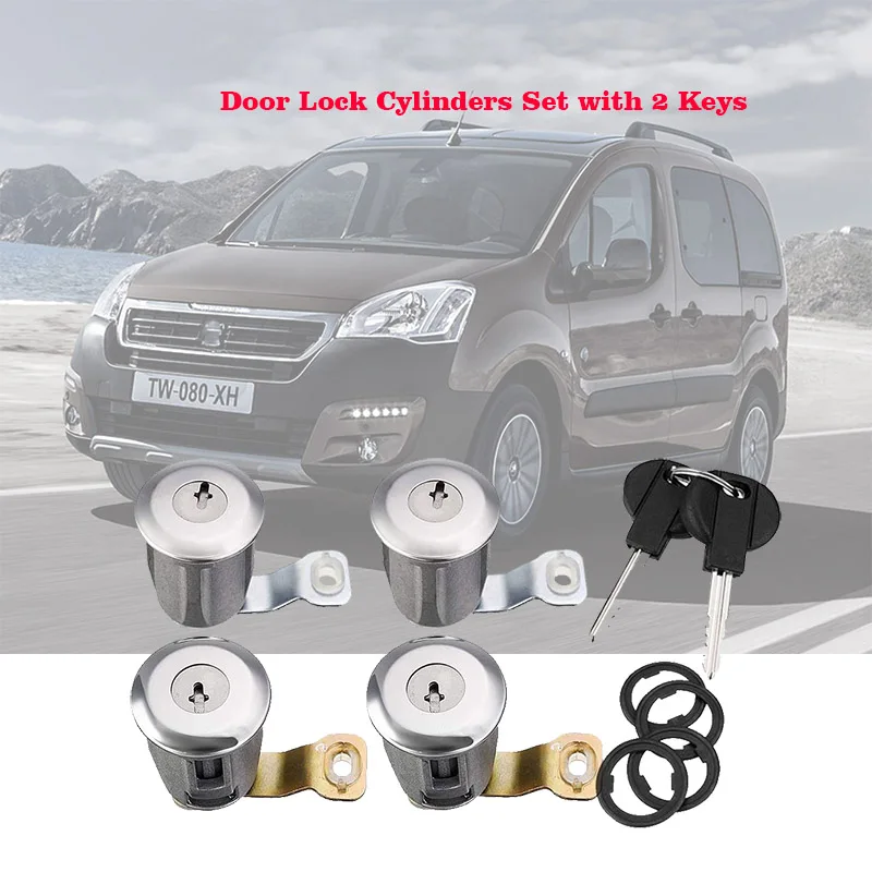 Barrel Door Lock Cylinders Set Two Keys For Peugeot For Citroen Partner