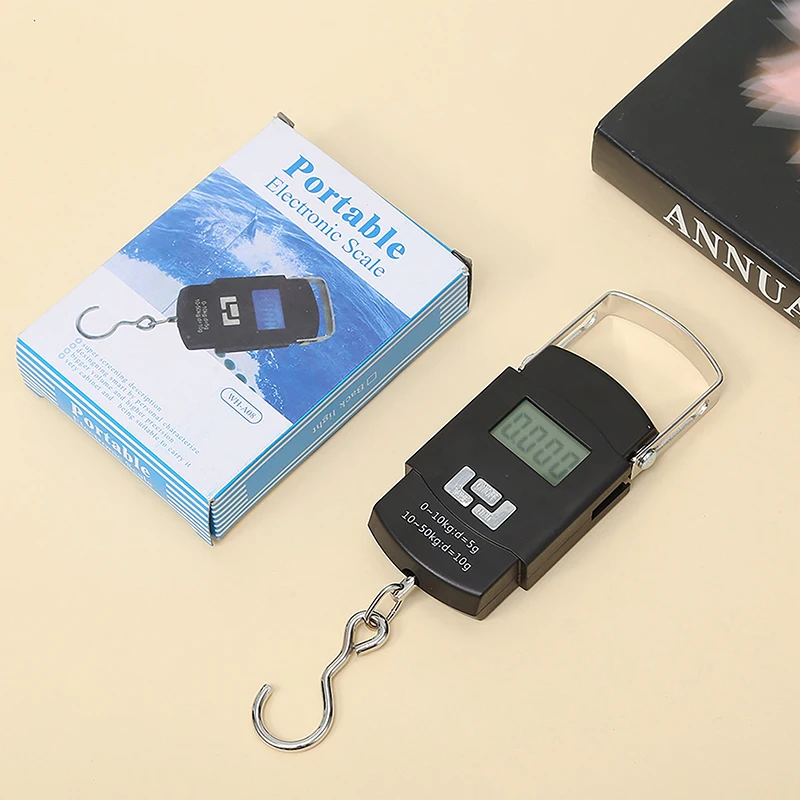 1PC Black 50kg Portable Electronic Portable Luggage Scale LCD Digital Display Screen Express Delivery Scale Hook Mini