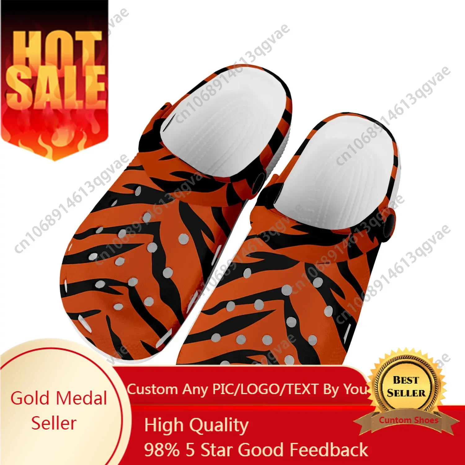 

Tiger Stripe 3D Print Home Clogs Custom Water Shoes Mens Womens Teenager Tide Printed Causal Shoe Breathable Beach Hole Slippers