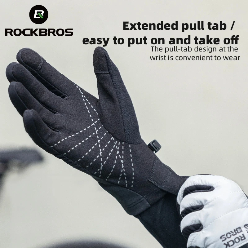 

ROCKBROS Bicycle Gloves Breathable Non-slip Cycling Gloves Touch Screen Winter Thermal Warm Full Finger Glove Riding Gloves