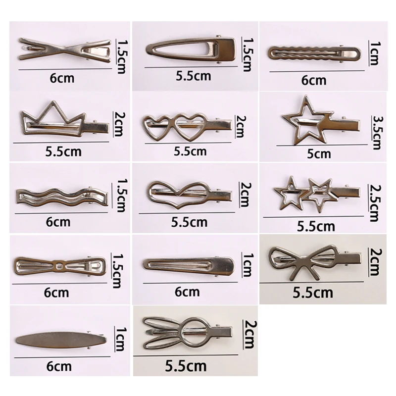 28Pcs/Set Fashion Metal Hair Clips Women Girls Y2K Duckbill Hairpin Personality Headwear Barrettes Hairclip Styling Accessories