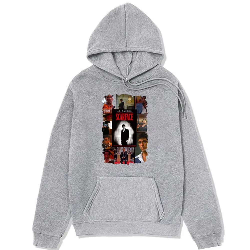Vintage Movie Scarface Look At Me Hoodie Male Al Pacino Tony Montana Double Sided Print Sweatshirt Fashion Oversized Hoodies Men