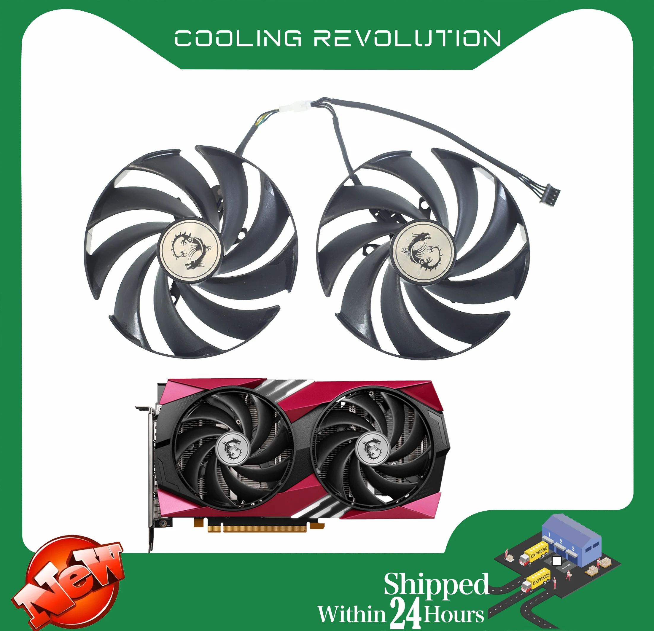 95Mm Pld10010S12Hh Dc12V 0.40A 4 Pin Per Msi Geforce Rtx 4060 Gaming X 8G Mlg Fan