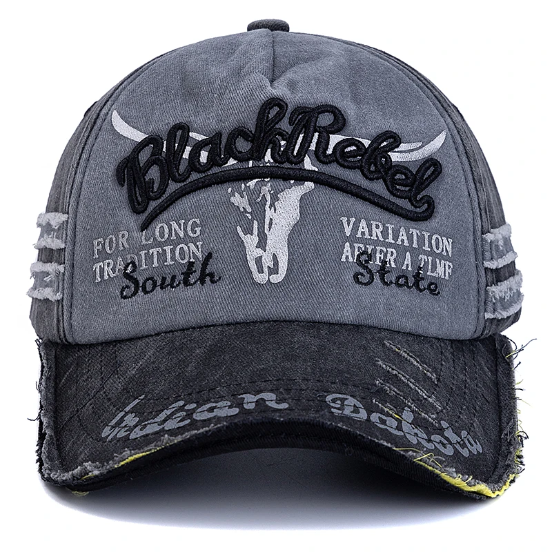 Hot Sale Unisex Premium Washed Vintage Cap Cow Head Pattern Baseball Caps Men Women Outdoor Sports Hats Cap