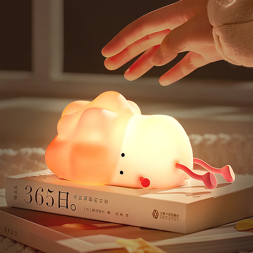 

LED Cute Cabbage Night Light Touch Sensor Timing Lamp Children Gifts Home Bedside Table Bedroom Soft Silicone Patting Night Lamp