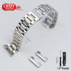 Elegant Stainless Steel Watch Strap Replacement - 22mm (Silver - Gold)