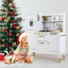 Play Kitchen for Kids, Pretend Preschool Kitchen Sets, Wooden Cooking Playset w/Realistic Light & Sound, Telephone, Stove,Fridge 4