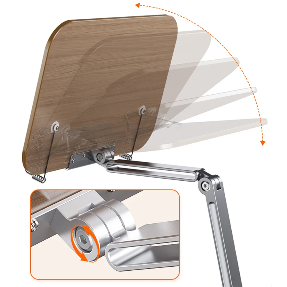 Book Stand for Reading Adjustable with 360° Rotating Base with Elastic Page Clip for Recipe Cookbooks Magazines Tablets Laptops 5