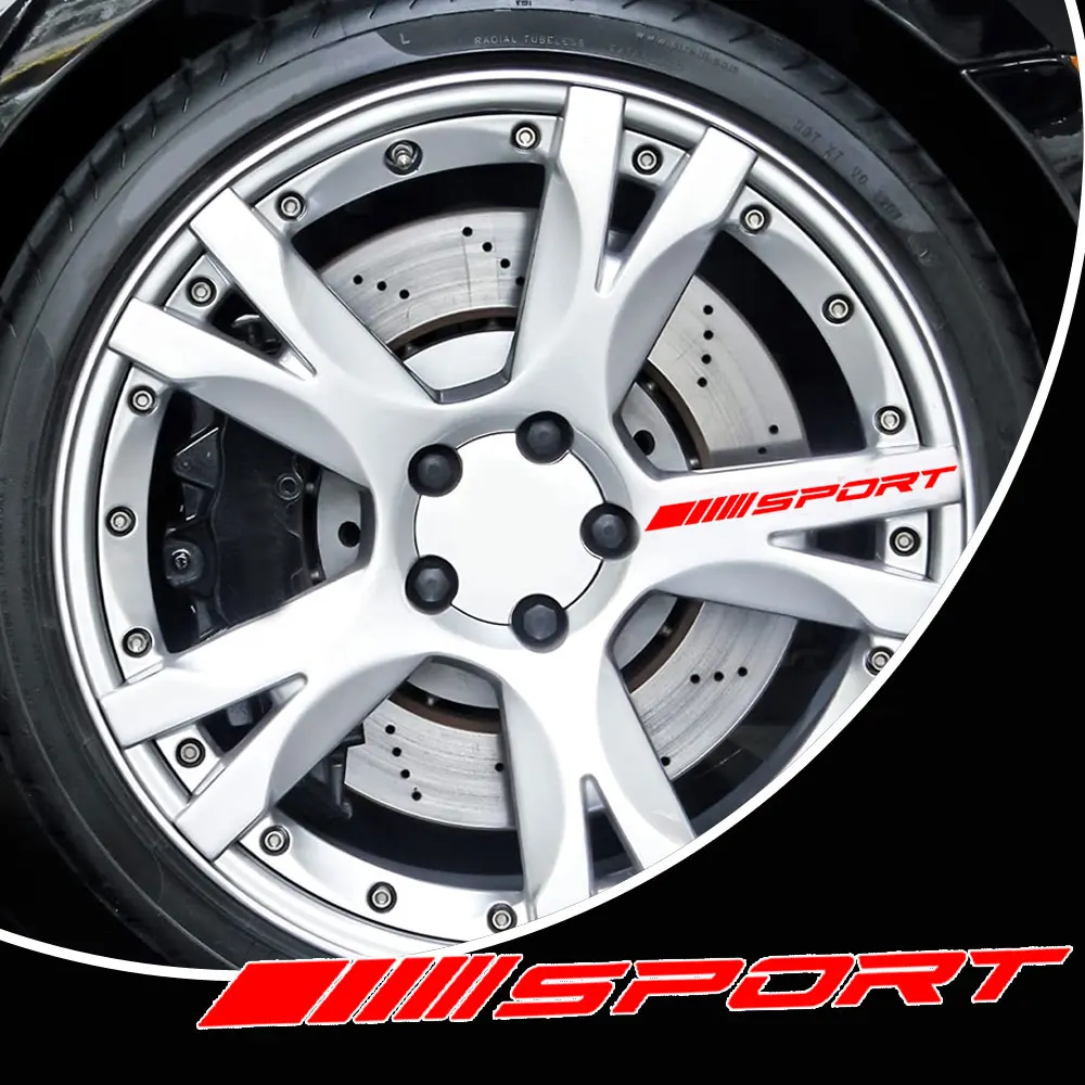 

4pcs Universal Car Wheels Rims Stickers SPORT Styling Racing Car Decal Badge Stripe Stickers Car Hood Wheel Decor Car Stickers