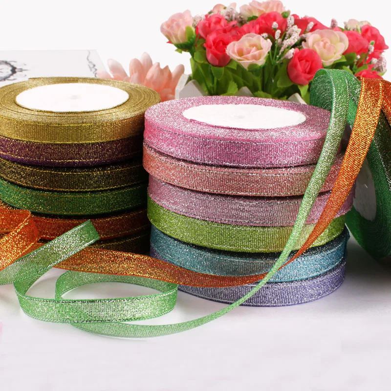 Metallic Glitter Ribbon for DIY Crafts and Gift Wrapping - 25 Yards, 10mm Wide