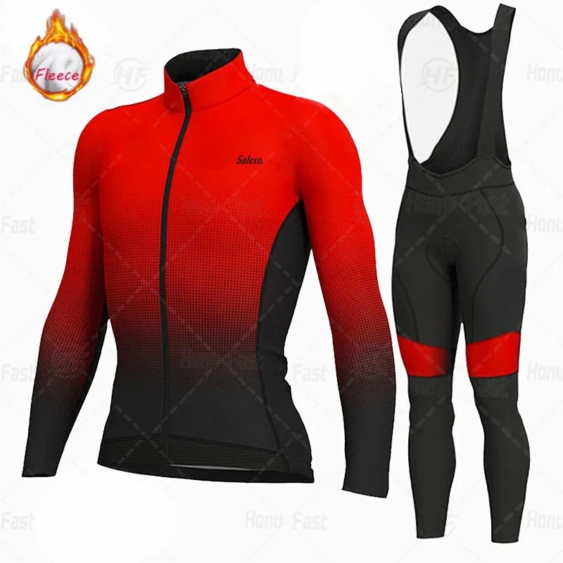 Men Winter Cycling Jersey Set Thermal Fleece Cycling Clothes MTB Bicycle Clothing Warm Mountain Bike Wear Triathlon cycling jersey cycling shirt cycling suit cycling jersey set
