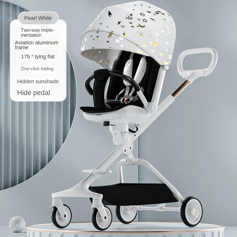 

Stroller High Landscape Lightweight Foldable Walking Stroller Newborn Baby Two-way Swivel Seat Travel Stroller Baby Stroller