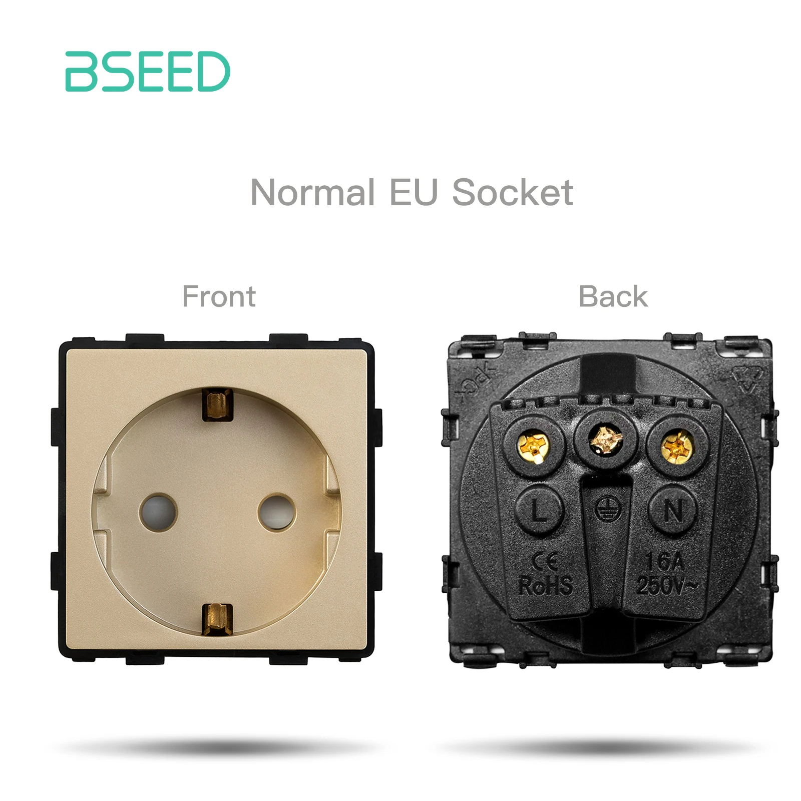 BSEED DIY 모듈 EU 플라스틱 패널 골드 더블 USB 소켓 인터넷 CAT5 RJ45 ST TV 전원 소켓 벽걸이 형 무료 조합