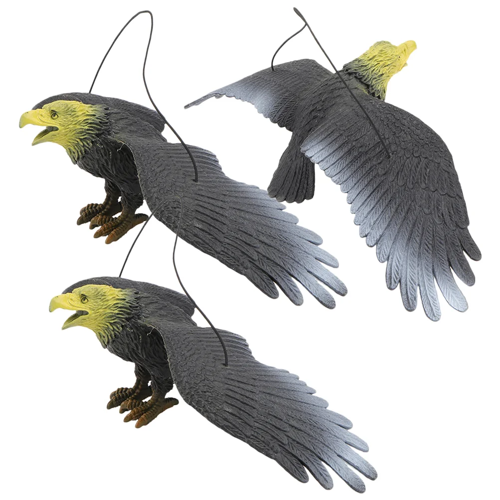 

3 Pcs Outdoor Toys Decorative Hanging Craft Eagle Frighten Birds Garden Plastic Statue Yard Ornament Realistic Deterrentler