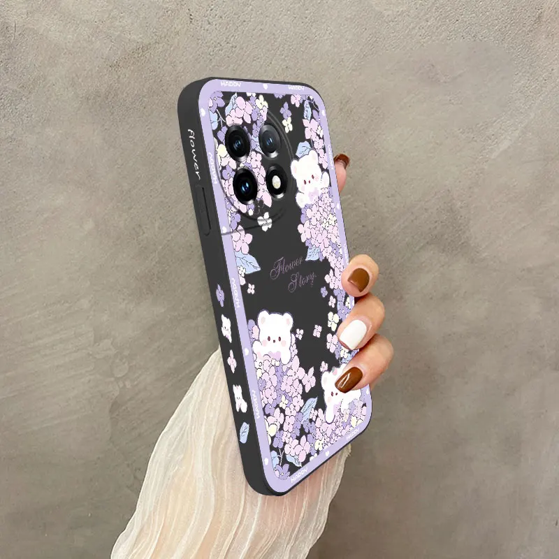 Floral Bear Liquid Silicone Phone Case