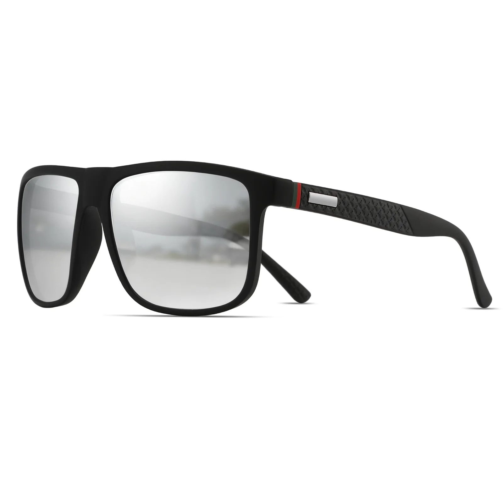 Neue modische, übergroße, farbenfrohe Sonnenbrille – rot/grün gestreifte Bügel, UV400, Unisex zum Fahren, Wandern, Reisen und Geschenke – Detail 11