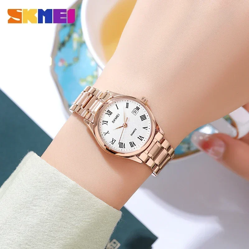SKMEI 2178 Luxury Stainless Steel Quartz Watch for Women Casual Rhinestone Wristwatches Ladies Waterproof Girl Reloj Mujer 1620