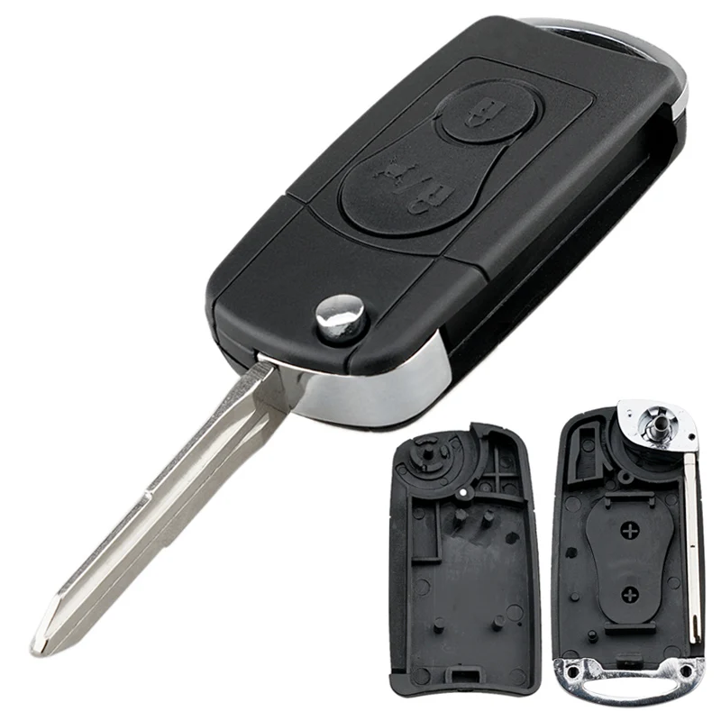 2 Buttons Upgraded Flip Folding Remote Car key Case Fit for SsangYong Actyon / Kyron / Rexton