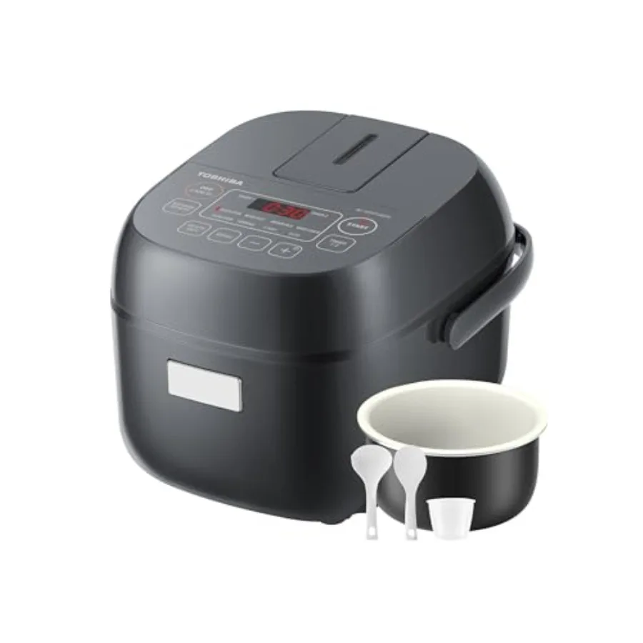 3‑Cup Uncooked Rice Cooker with LCD & 8 Cooking Functions – Grey 1
