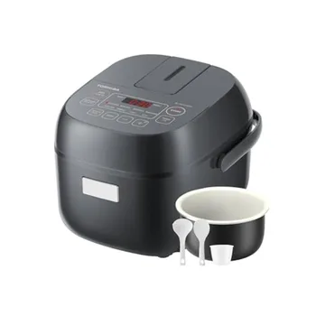 3‑Cup Uncooked Rice Cooker with LCD & 8 Cooking Functions – Grey 1