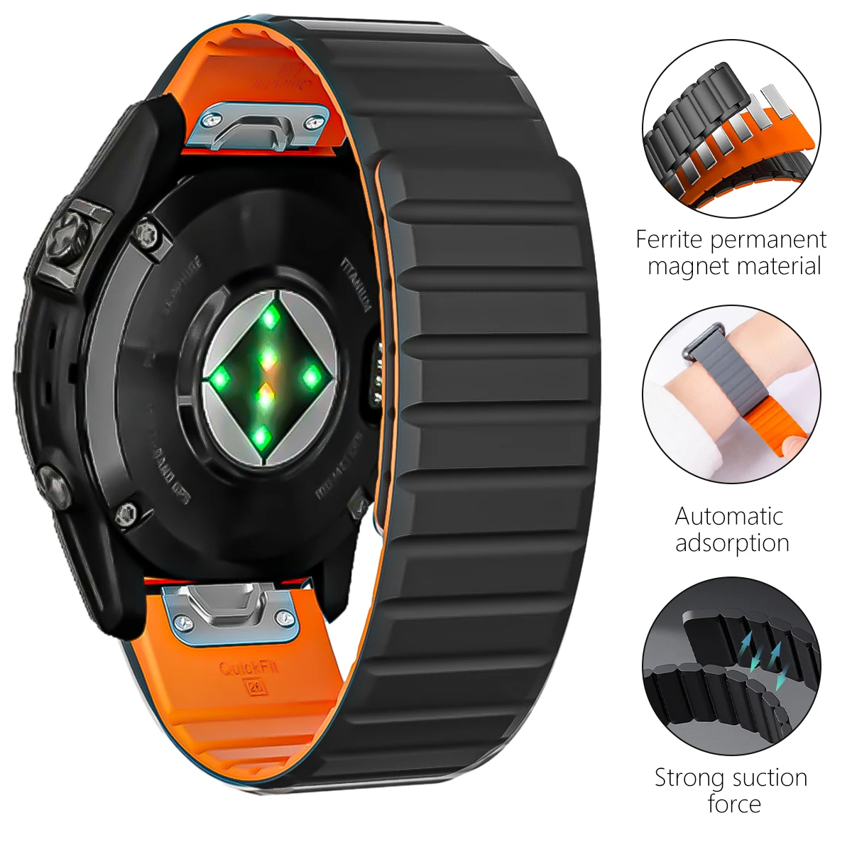 Silicone Magnetic Loop Wrist Strap for Smartwatches (26/22mm)