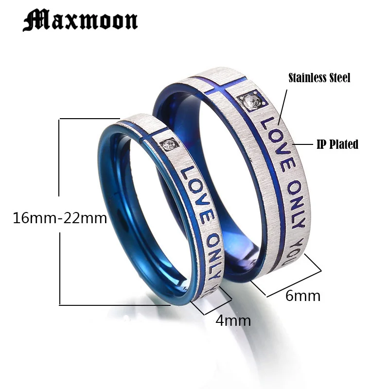 Wedding Rings Engagement Rings Couple Rings Maxmoon Couple Wedding Band Ring Stainless Steel CZ Stone Anniversary Engagement Promise Ring for Women Men