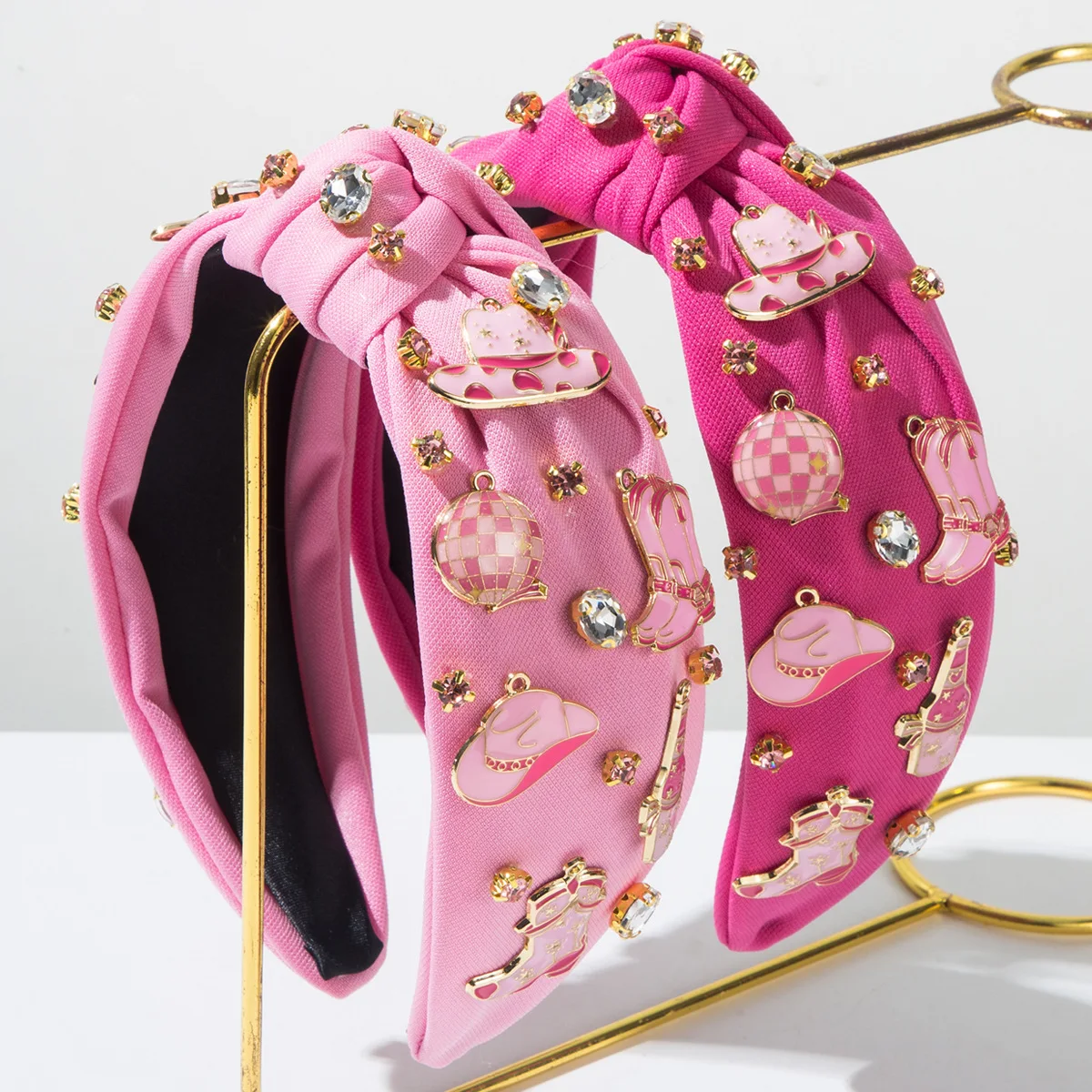 Modetrend Stoff Diamant Stiefel Hut Cowboy Tribal Stirnband Rosa Süße Haarschmuck